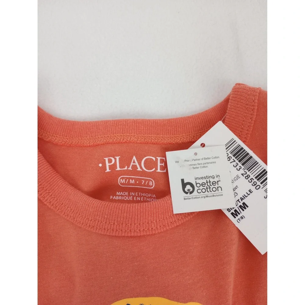 The Children's Place Graphic Tee Boys Size M 7/8 Orange Motocross Dirt Bike NWT
